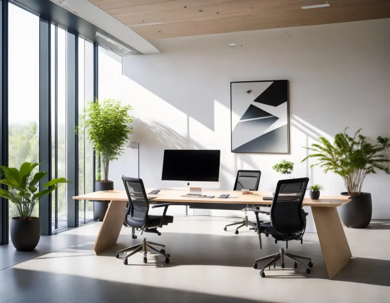 Minimalistic office space interior kannur